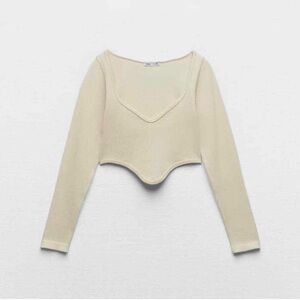 Elegant Cream Long Sleeve Zara Women's Top